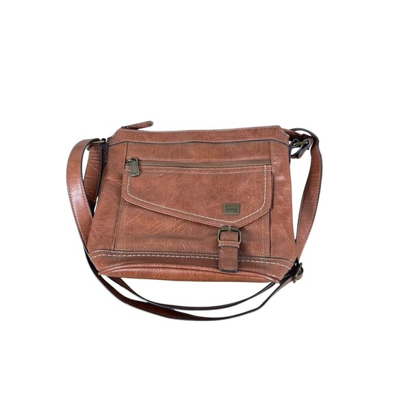 b.ø.c Born Concept Cognac Brown Faux Leather Crossbody Bag Messenger Purse - Picture 4 of 16